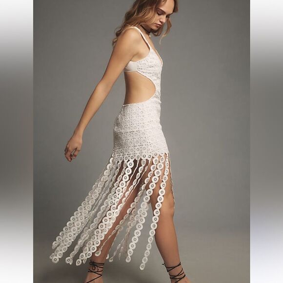 Delfi Collective Sleeveless V-Neck Cutout Dress in white NWT S - Picture 1 of 10